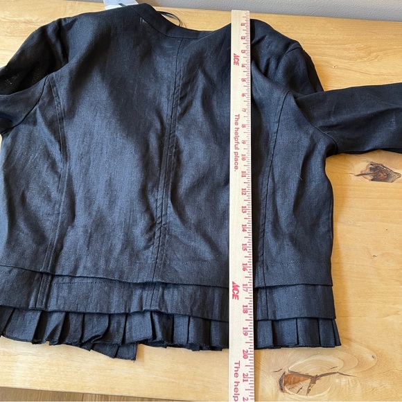 FOIL PLEAT DREAMS JACKET 6 LINEN LIGHTWEIGHT SINGLE CLASP CLOSURE RUFFLE HEM NWT - Picture 9 of 12